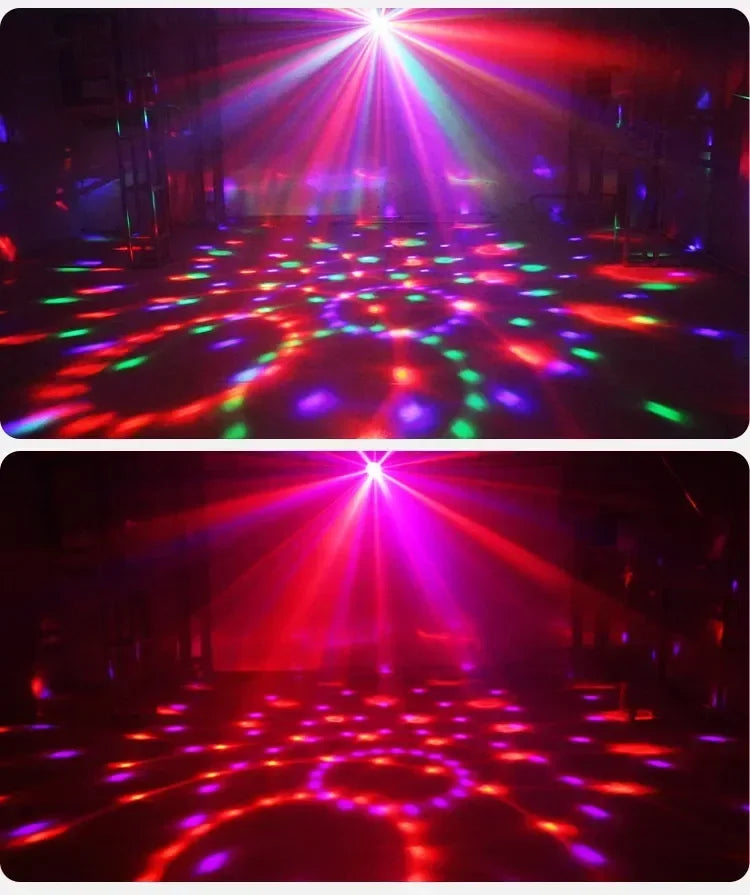 LED Stage Disco Light Rotating DJ Ball, Remote Sound, RGB Party Club Laser Show