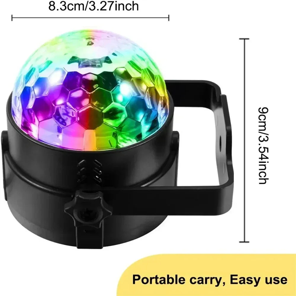 LED Stage Disco Light Rotating DJ Ball, Remote Sound, RGB Party Club Laser Show