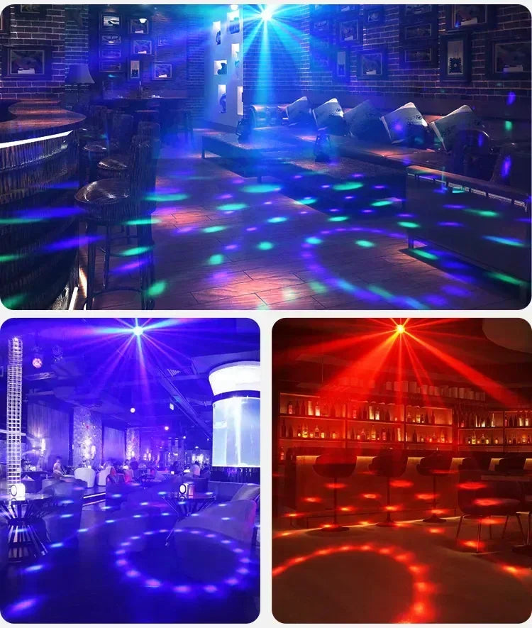 LED Stage Disco Light Rotating DJ Ball, Remote Sound, RGB Party Club Laser Show