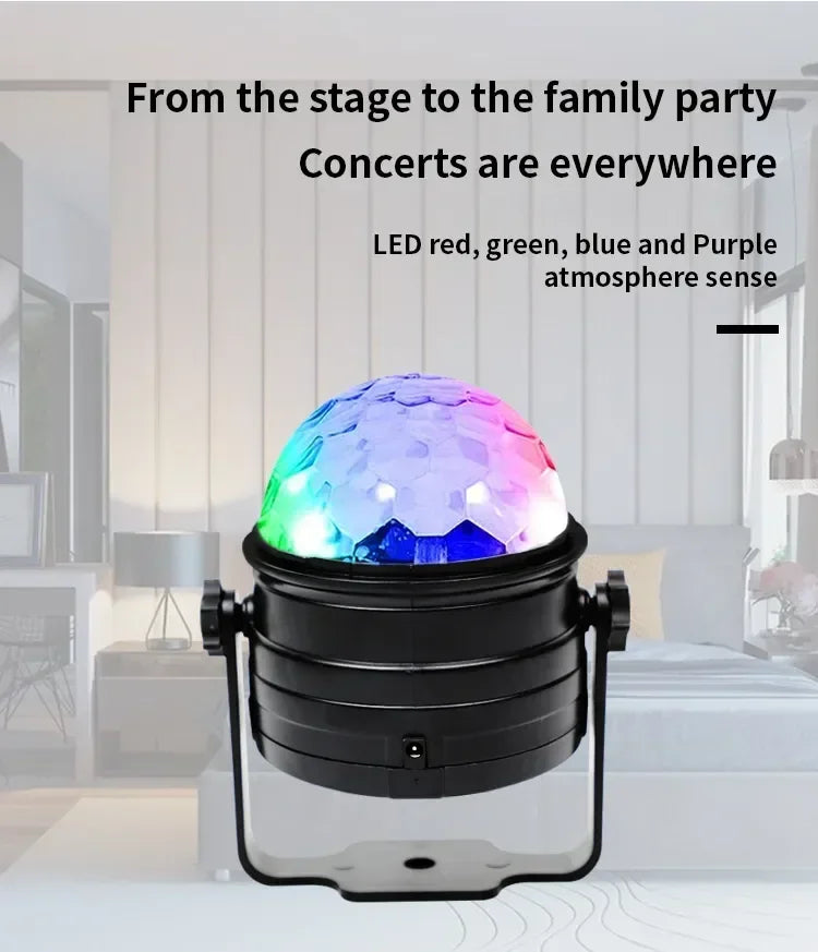 LED Stage Disco Light Rotating DJ Ball, Remote Sound, RGB Party Club Laser Show