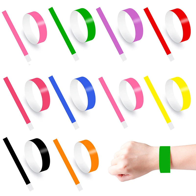 100pc Colorful Synthetic Paper Wristbands for Events