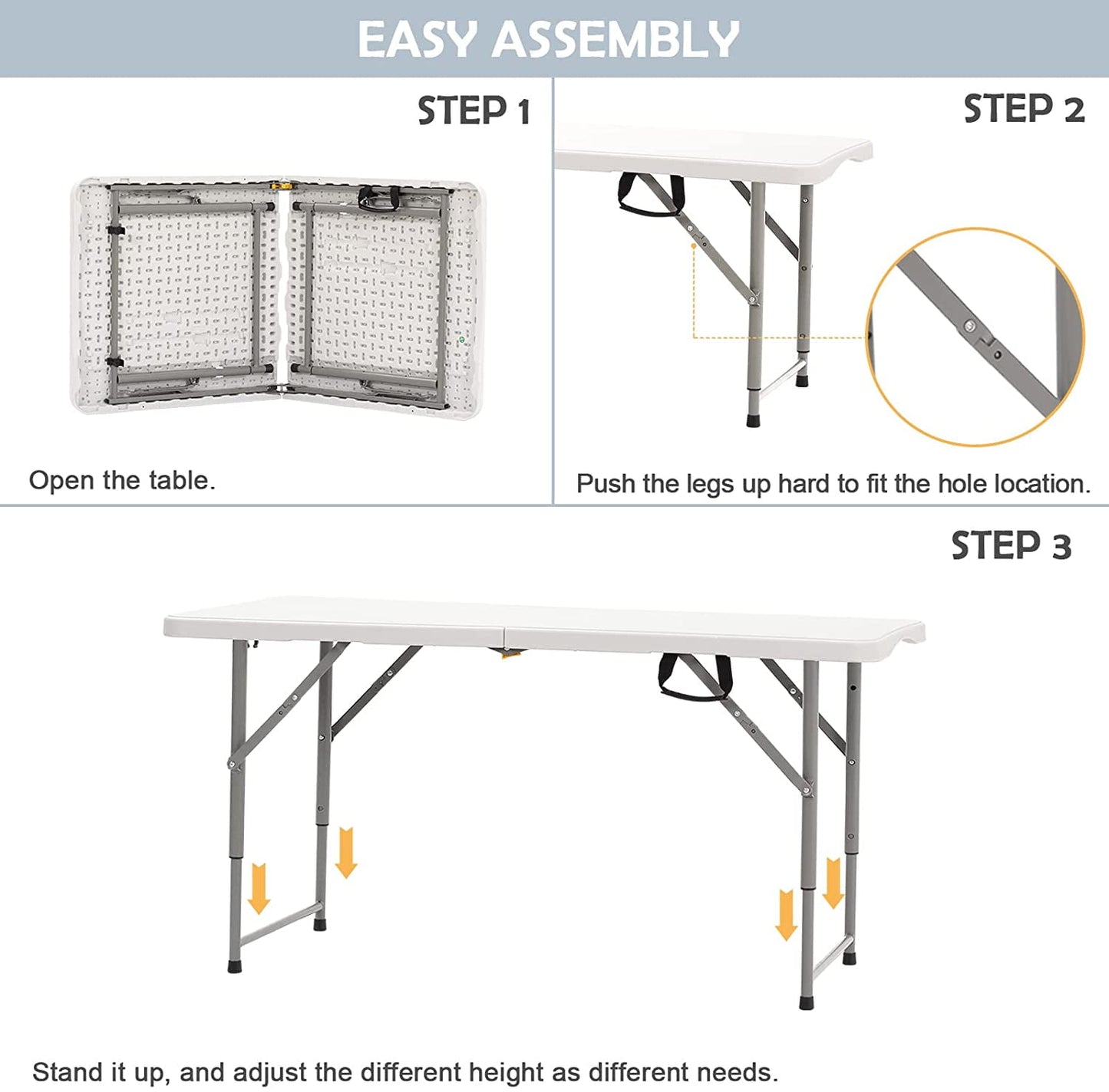 4 Foot Folding Table White