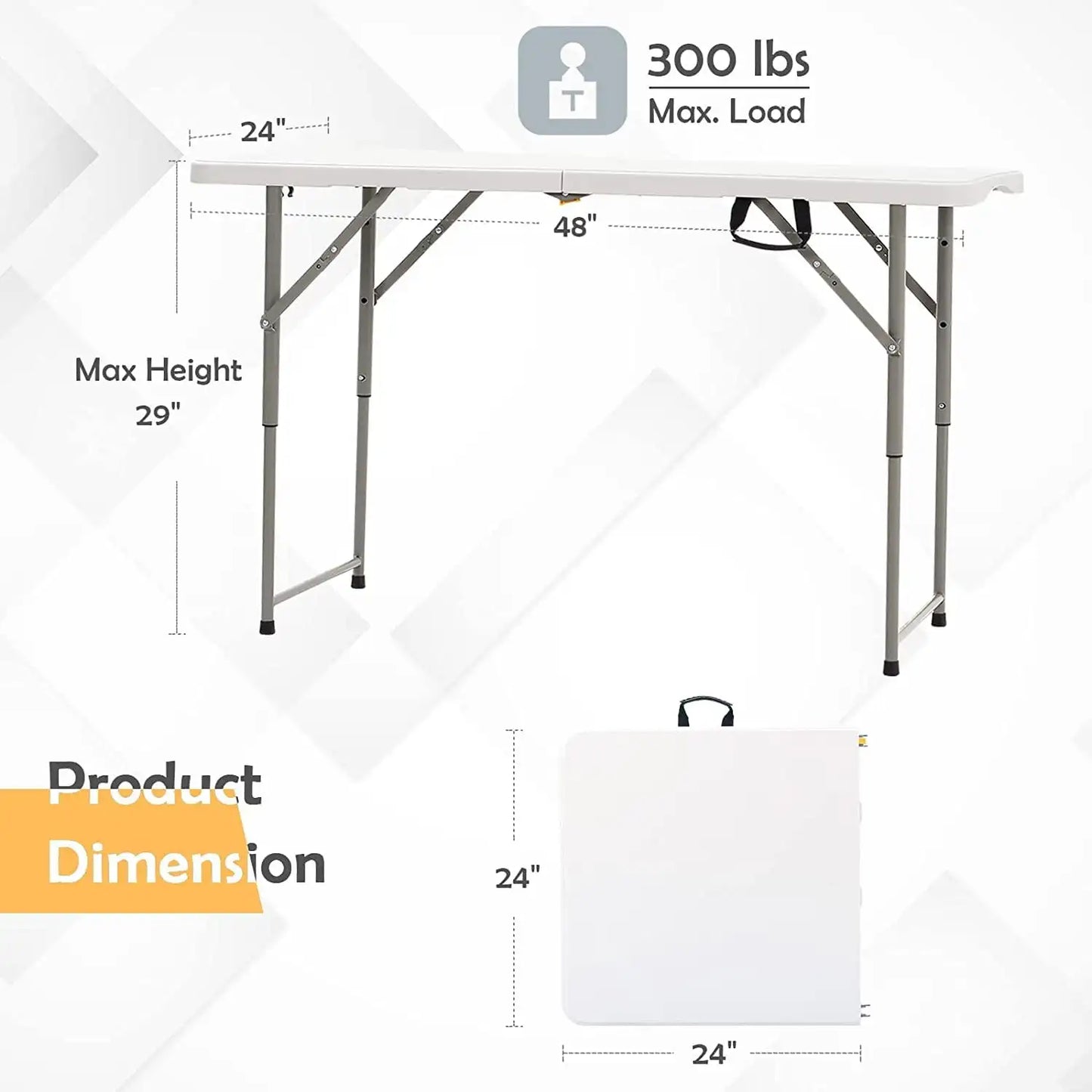 4 Foot Folding Table White