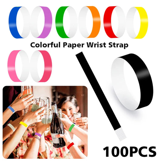 100pc Colorful Synthetic Paper Wristbands for Events