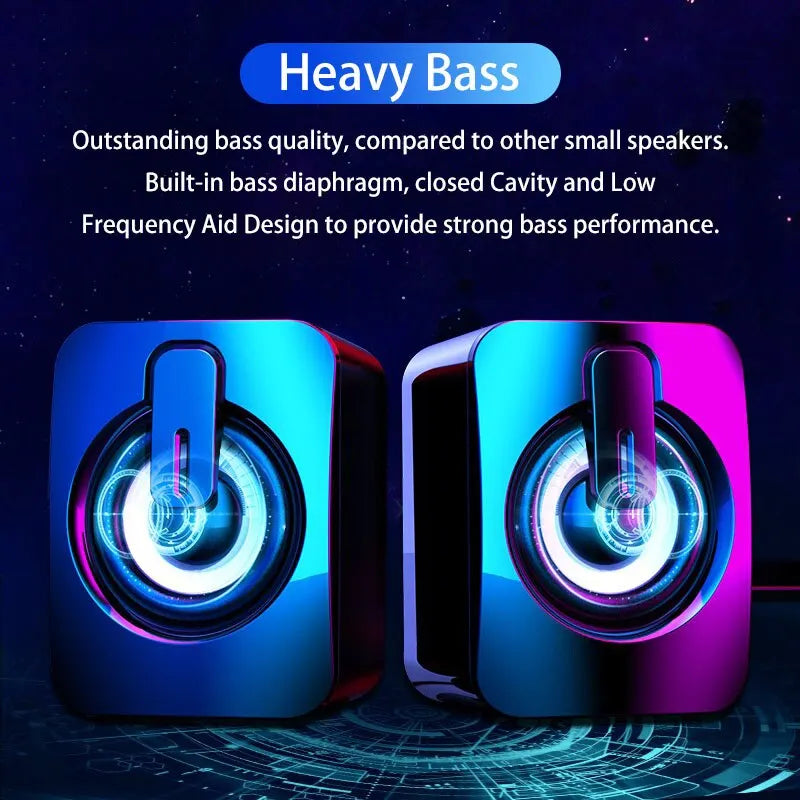 Computer Speakers PC Sound Box HIFI Stereo Microphone USB Wired Caixa De Som with LED Light For Desktop Computer & PC Laptops