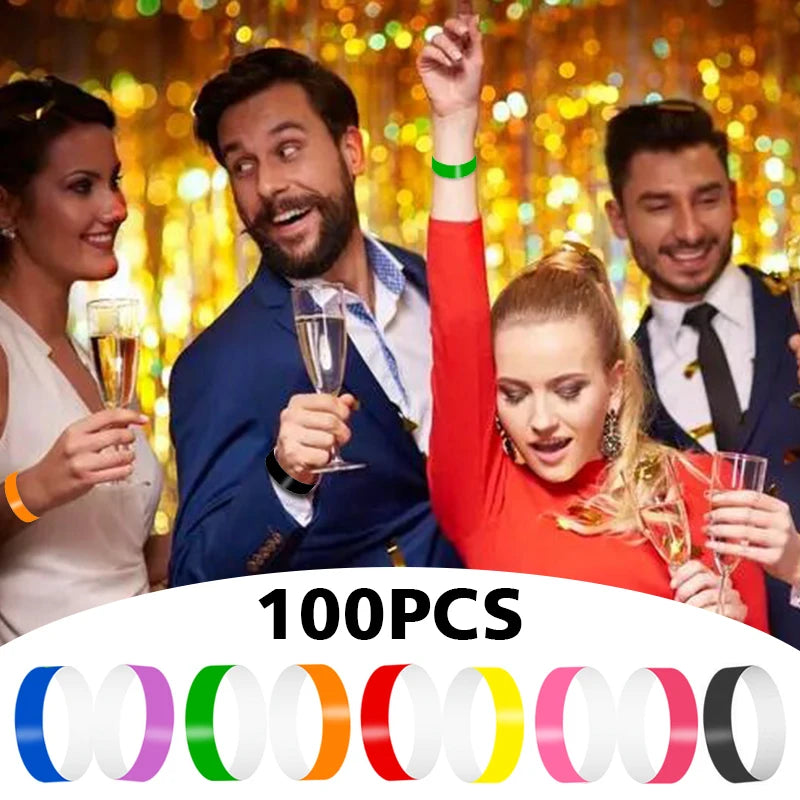 100pc Colorful Synthetic Paper Wristbands for Events