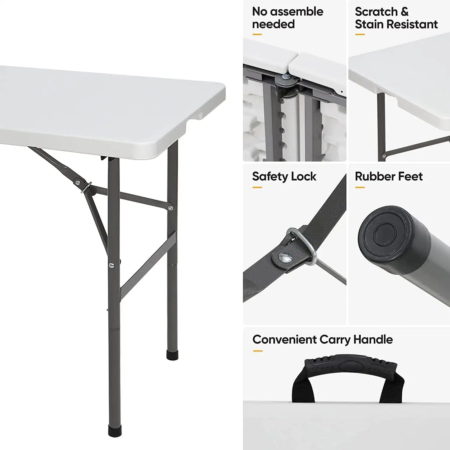 4 Foot Folding Table White