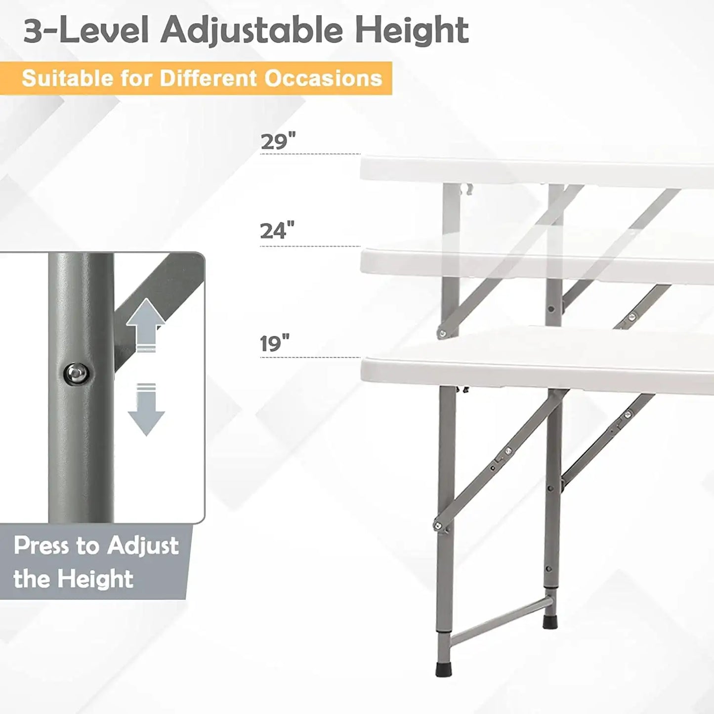 4 Foot Folding Table White