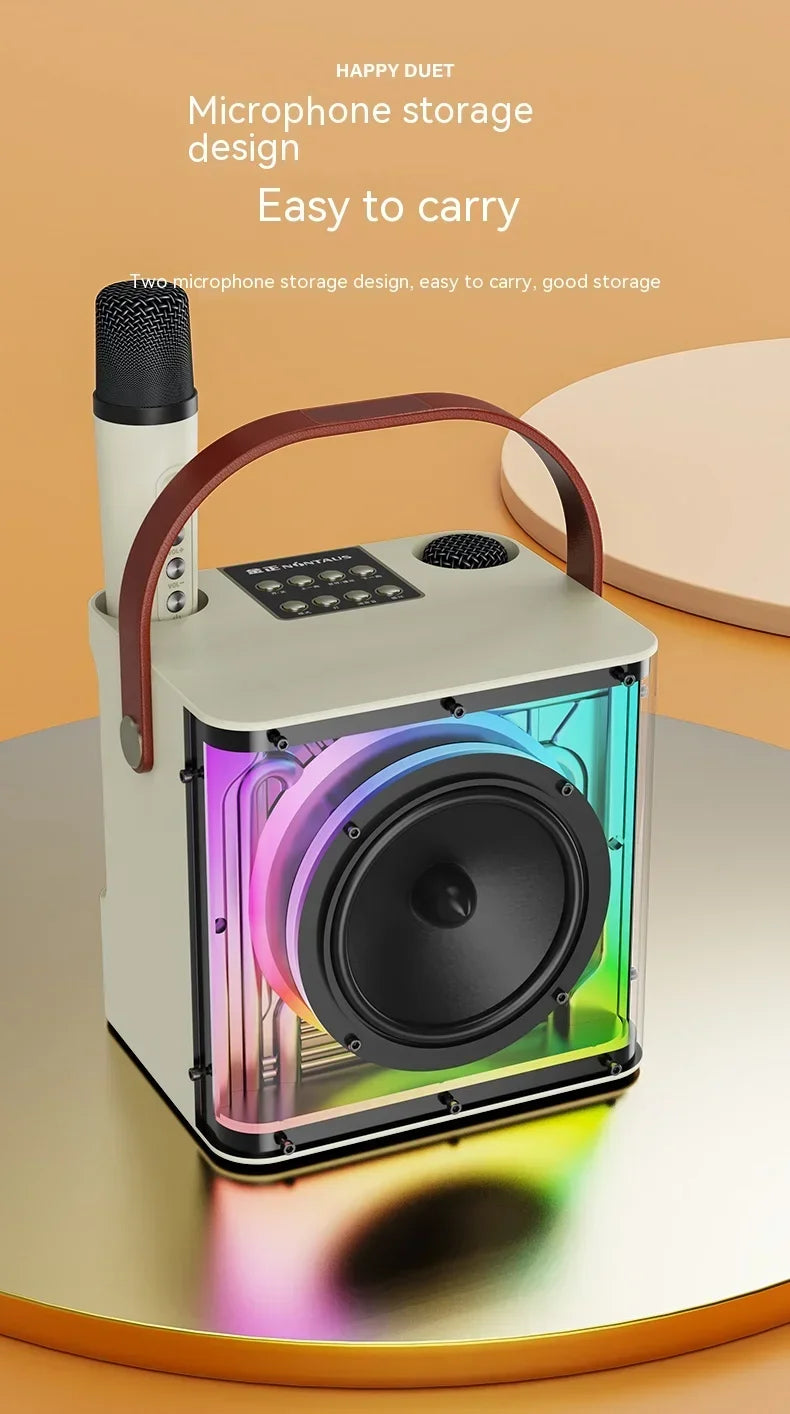 A99 Transparent Shell Bluetooth Speaker with Two Microphones High-quality Sound Rhythmic Lighting Effects