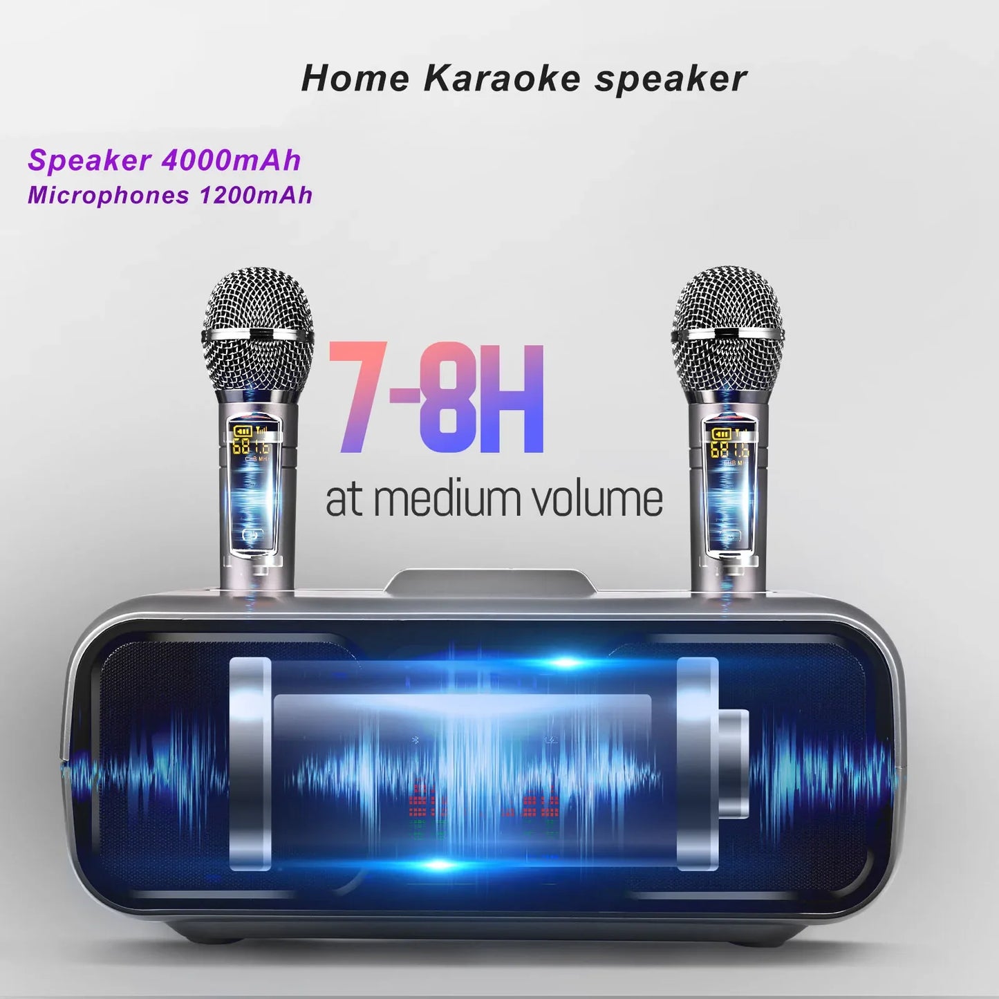 Karaoke Speaker Dual Wireless Microphone All-in-One Machine Portable Entertainment Bluetooth Subwoofer Professional Soundbox