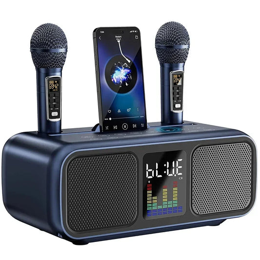 Karaoke Speaker Dual Wireless Microphone All-in-One Machine Portable Entertainment Bluetooth Subwoofer Professional Soundbox