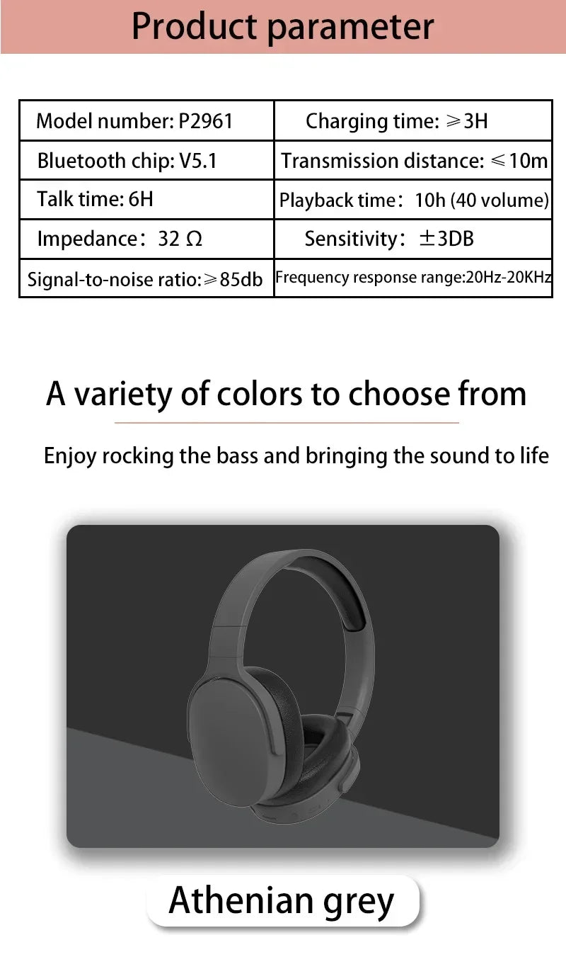 Xiaomi Original P2961 Wireless Bluetooth Headphones, HIFI Headset With Mic