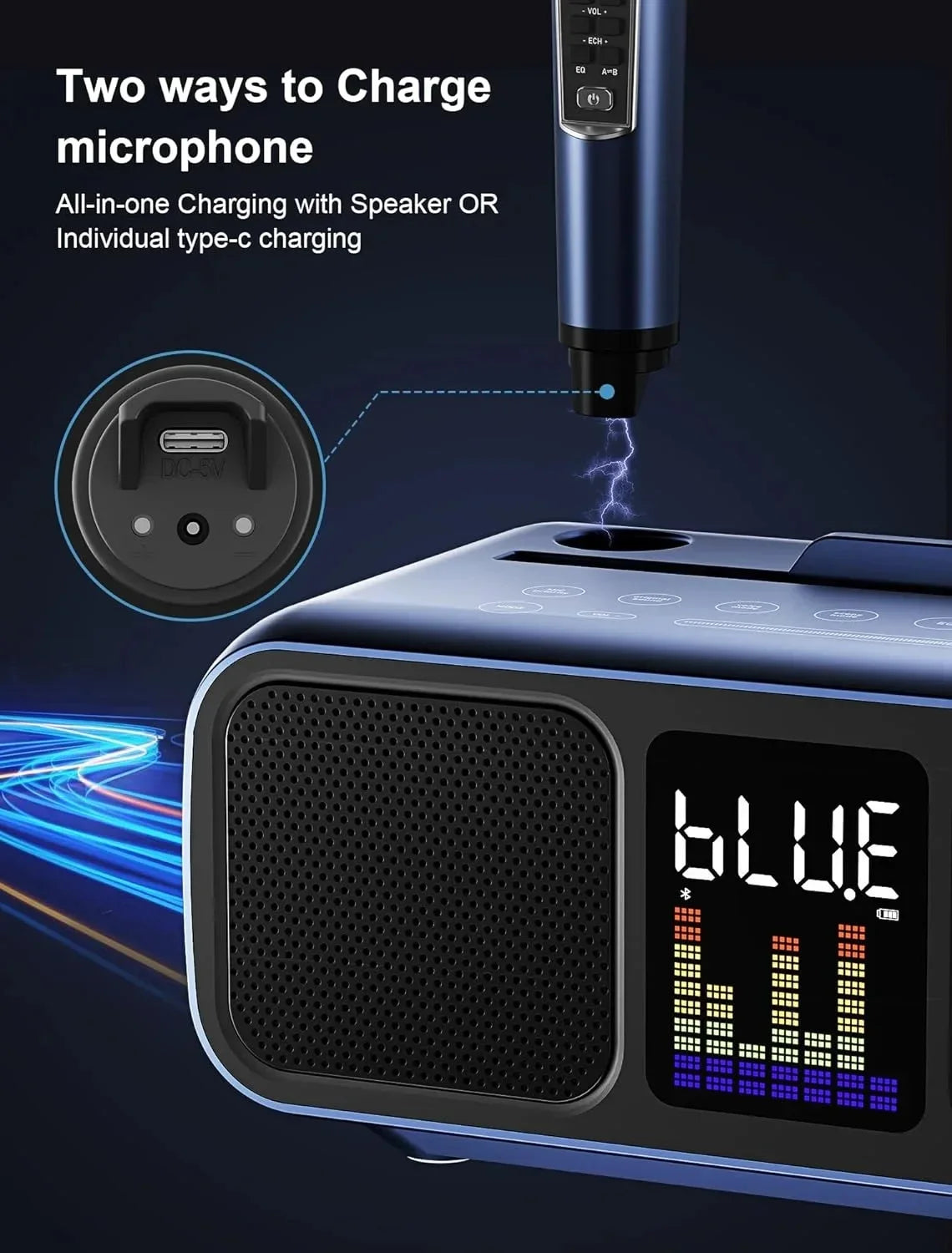 Karaoke Speaker Dual Wireless Microphone All-in-One Machine Portable Entertainment Bluetooth Subwoofer Professional Soundbox